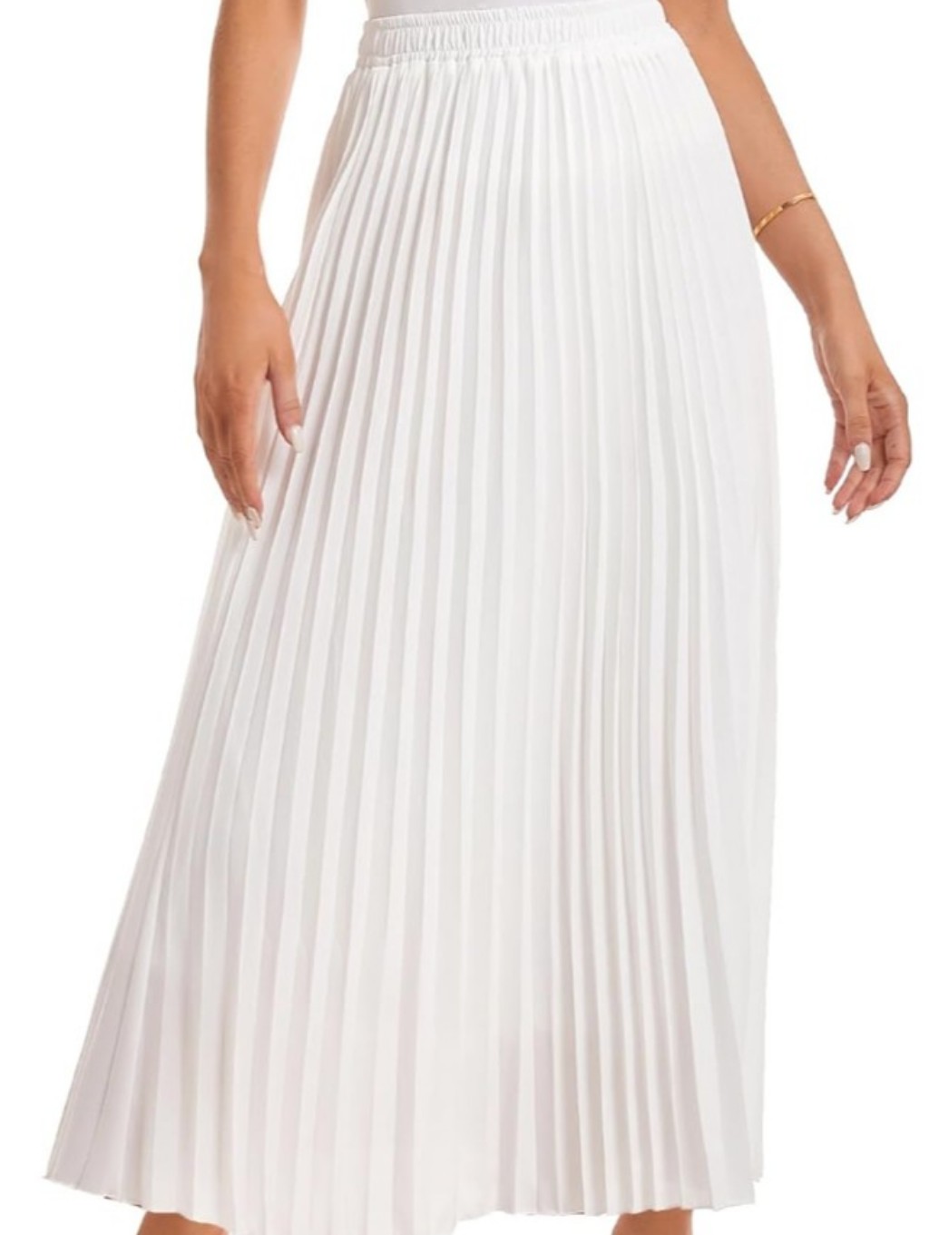 High Waisted Pleated Maxi Skirt Flowy A Line Accordion Midi Long Skirt Lined